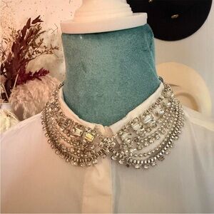 Elegant Silver Crystal Collar Necklace